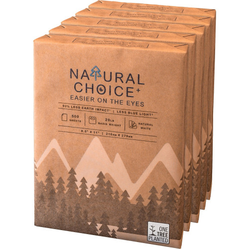 Natural Choice® Natural-White 20 lb. Multipurpose Copy Paper 8.5x11 in. 500 Sheets per Ream - Eco-Friendly | Less Blue Light | Easier on the Eyes